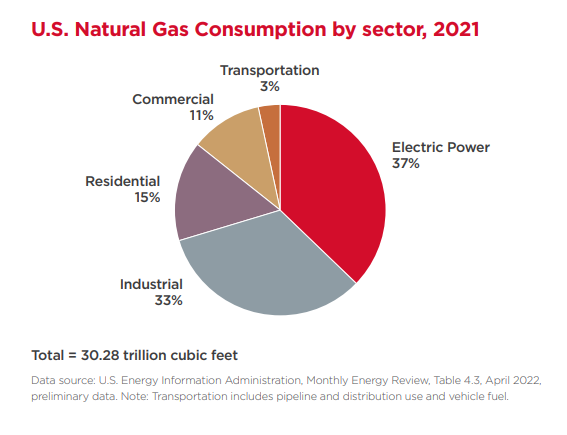 natural gas consumption by sector 2021